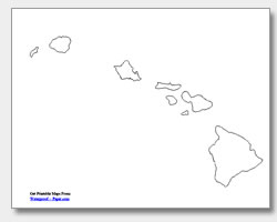 Hawaii State Outline Map  