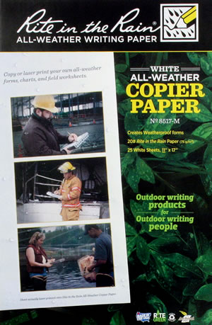 Rite in the Rain weatherproof laser  paper