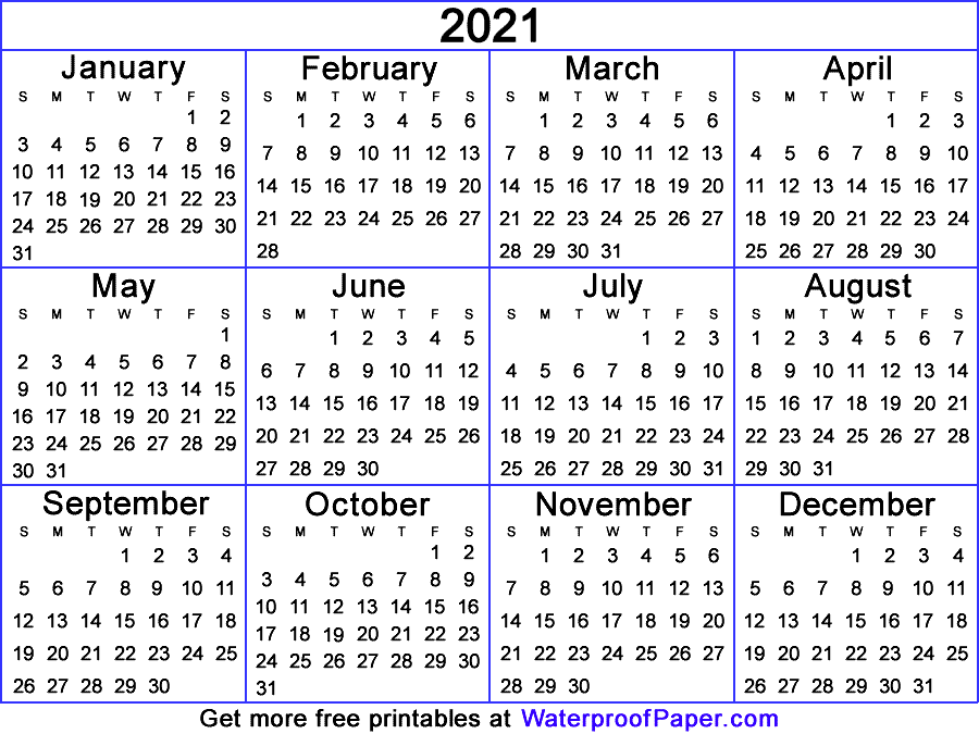 One Page 2022 Calendar Pdf One Page Calendar - Free Printable For 2022