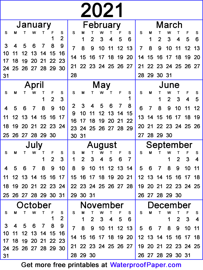 2021 Calendar Dates Print Off Calendar Template Printable Riset