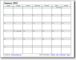 waterproof calendar january 2021 January 2021 Printable Calendars Print As Many As You Want waterproof calendar january 2021