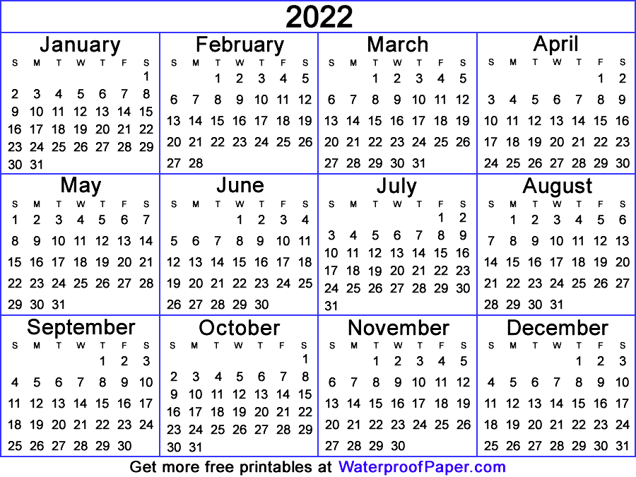 One Page Calendar Free Printable for 2024