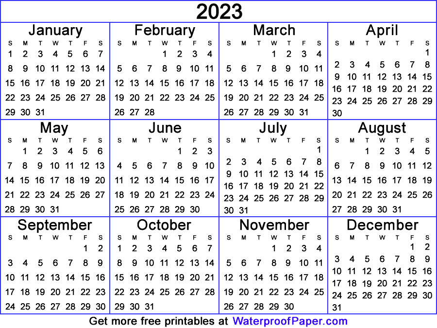 Free Printable Calendar August 2023 Waterproof