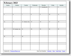 February 2023 calendar