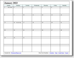 January 2023 calendar