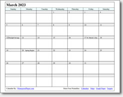 March 2023 calendar