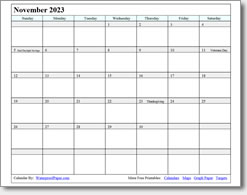 2024 November Calendars - Handy Calendars