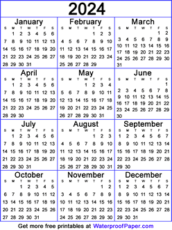 2024 one page calendar