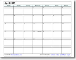 April 2025 calendar