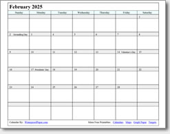 February 2025 calendar