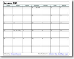 January 2025 calendar