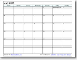 July 2025 calendar