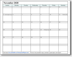 November 2028 calendar