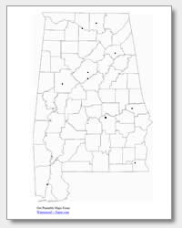 printable Alabama major cities map unlabeled