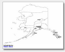 printable Alaska major cities map labeled