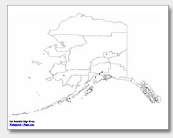 printable Alaska major cities map unlabeled