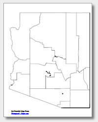 printable Arizona major cities map unlabeled