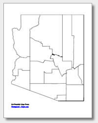 printable Arizona county map unlabeled