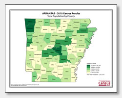 printable Arkansas population by county map