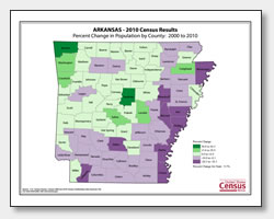 printable Arkansas population change map