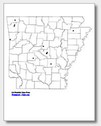 printable Arkansas major cities map unlabeled