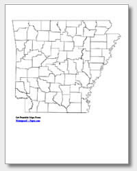 printable Arkansas county map unlabeled