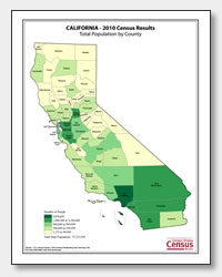 printable California population by county map