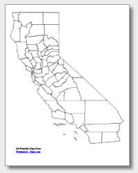 printable California county map unlabeled