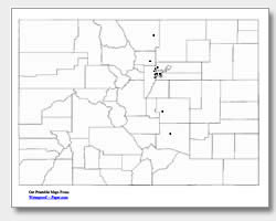 printable Colorado major cities map unlabeled