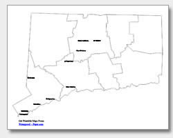 printable Connecticut major cities map labeled