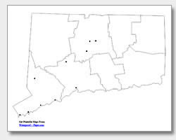 printable Connecticut major cities map unlabeled