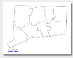 printable Connecticut county map unlabeled