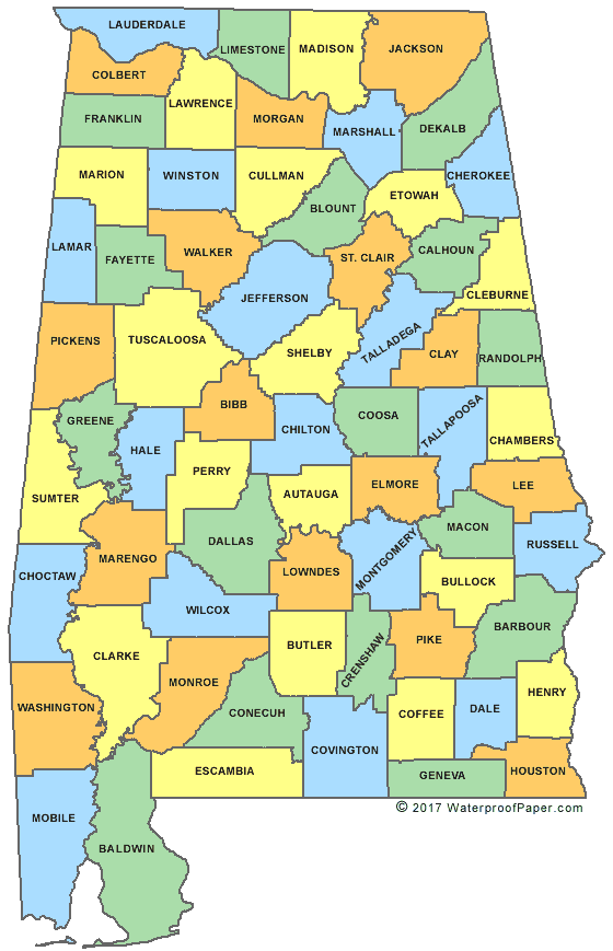Printable Alabama Maps State Outline, County, Cities