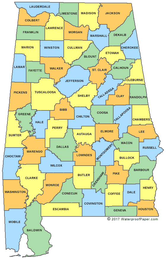 printable alabama county map with cities Printable Alabama Maps State Outline County Cities printable alabama county map with cities