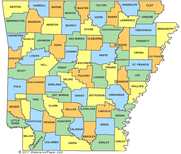 Arkansas county map