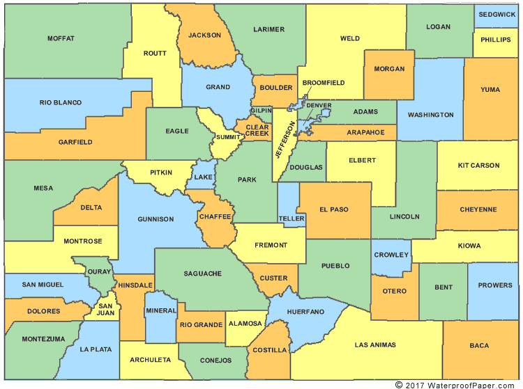 map of colorado counties Printable Colorado Maps State Outline County Cities