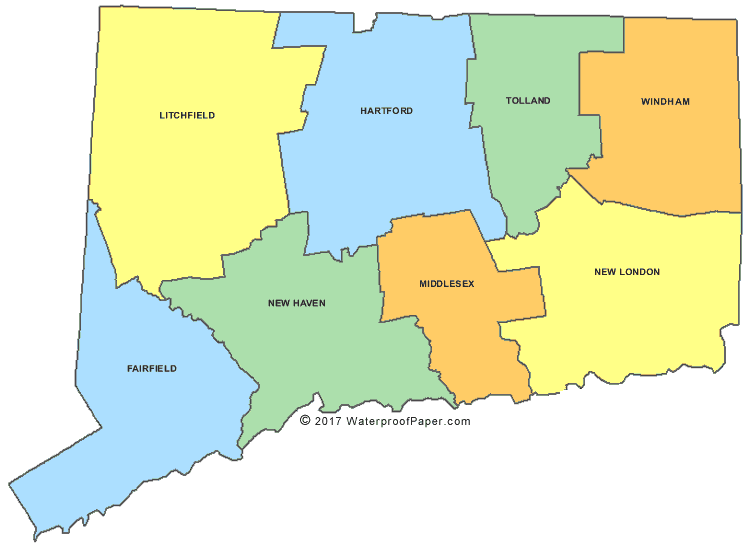 Connecticut county map