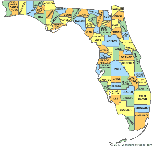 Florida county map