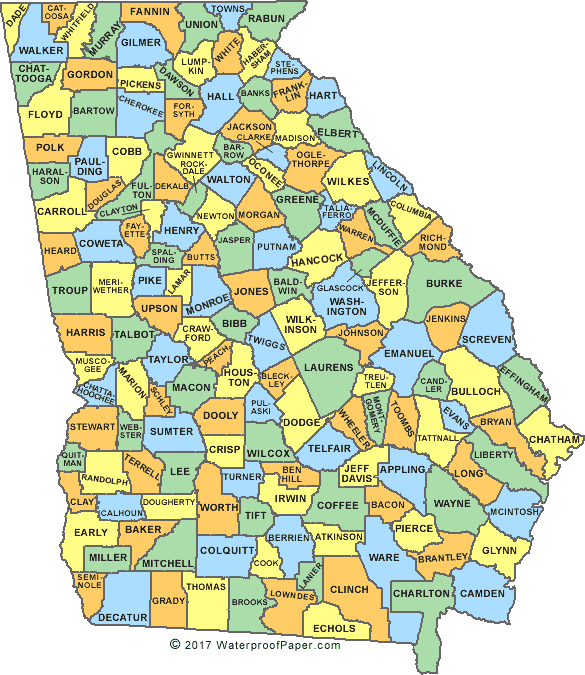 Georgia county map