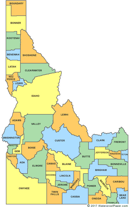 Idaho county map