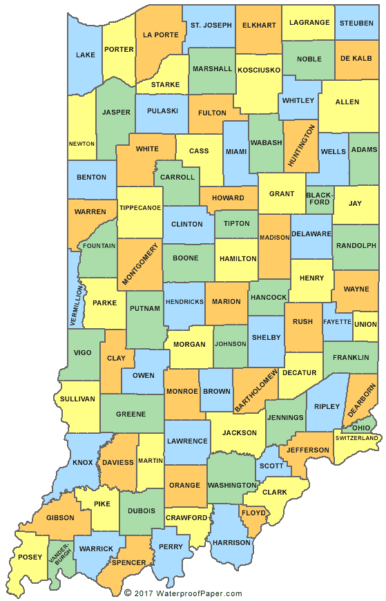 Image result for Indiana map of counties
