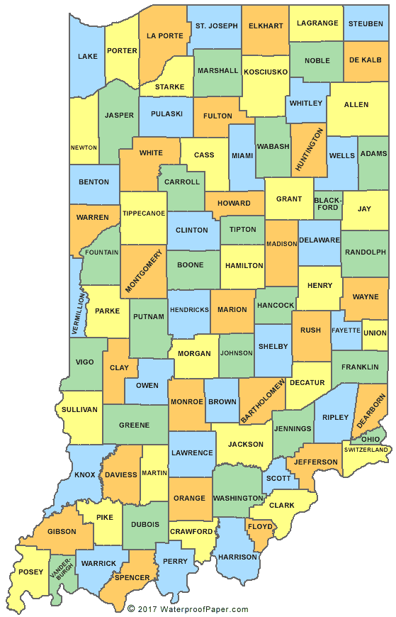 Indiana county map