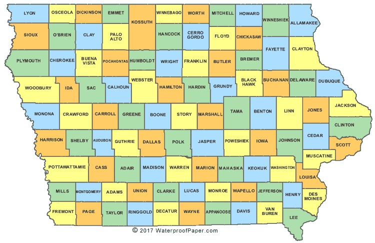 Iowa county map