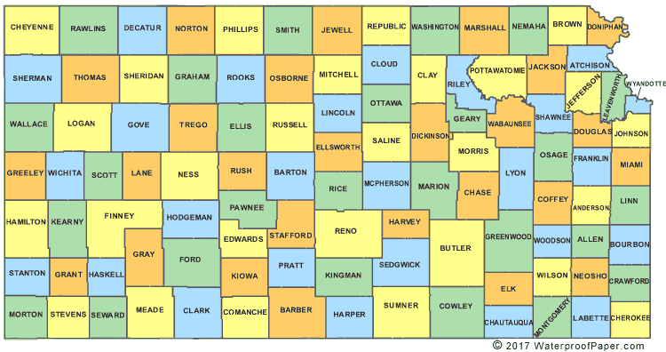 Kansas county map
