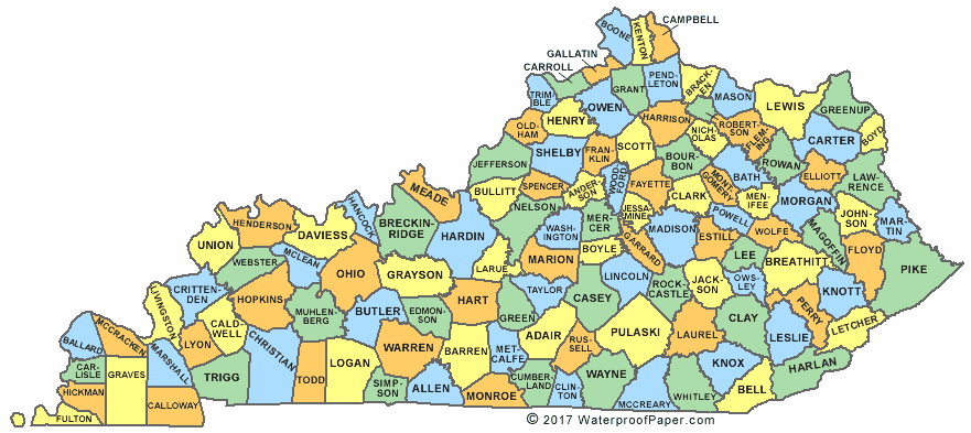 Printable Kentucky Maps State Outline, County, Cities