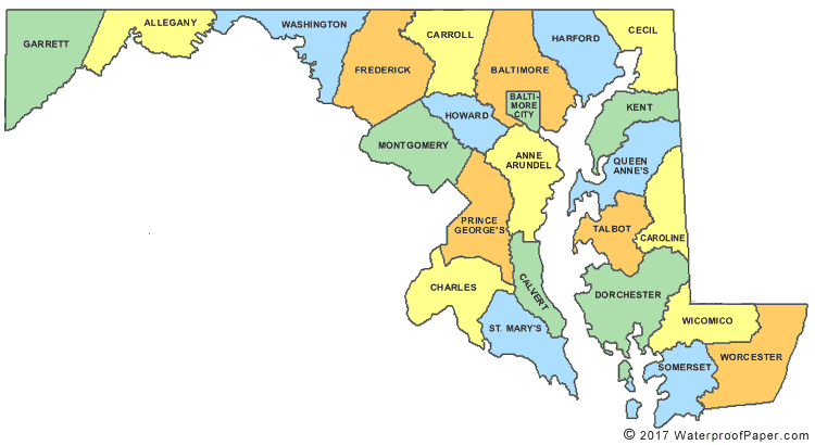 Printable Maryland Maps State Outline County Cities