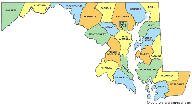 Maryland county map