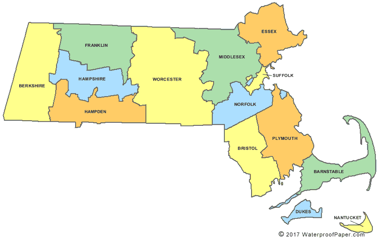 Massachusetts county map