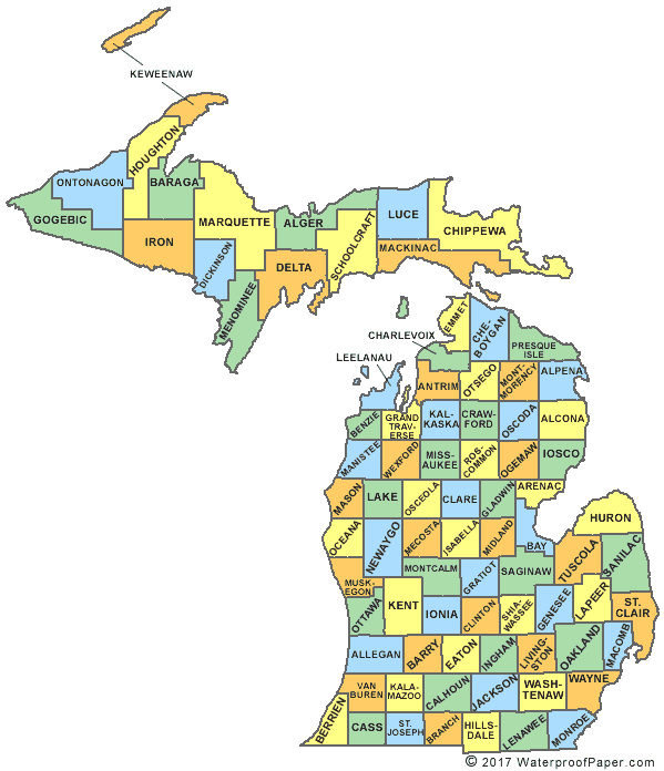 michigan map with county lines Printable Michigan Maps State Outline County Cities michigan map with county lines