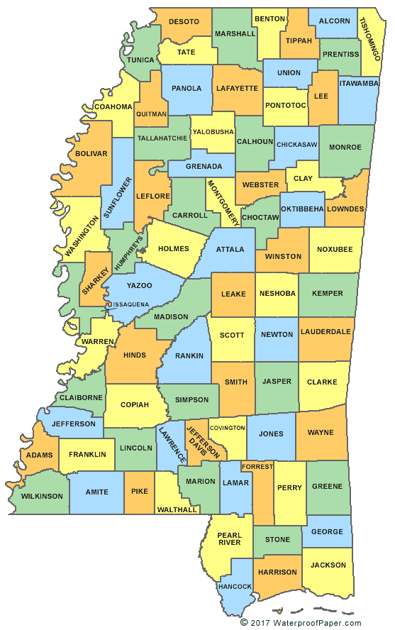 Mississippi county map